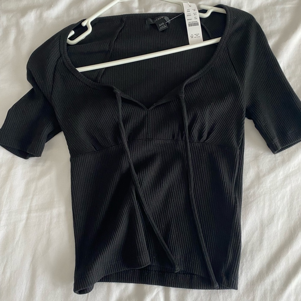 Black empire waist JCrew tie top